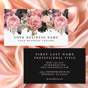 Cartes de visite Fleurs Roses Roses et Noires