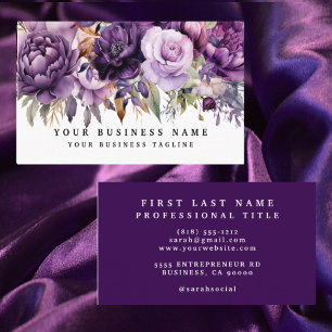 Cartes de visite Fleurs Violettes Foncées Élégante