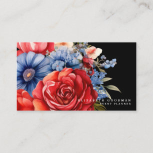 Cartes de visite florales avec drapeau américain p