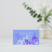 Cartes de visite floraux bleus de papillon (Debout devant)