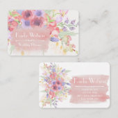 Cartes de visite floraux d'aquarelle avec du (Devant / Derrière)