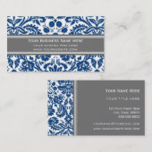 Cartes de visite floraux de damassé de gris bleu (Devant / Derrière)