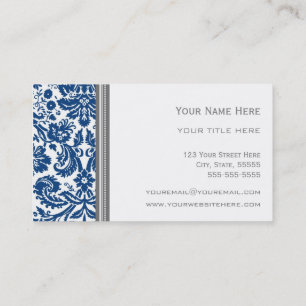 Cartes de visite floraux de damassé de gris bleu