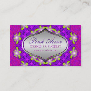 Cartes de visite floraux de lueur d'aura rose