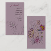 Cartes de visite floraux de paon (Devant / Derrière)