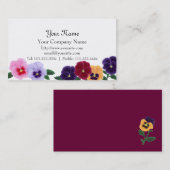 Cartes de visite floraux de pensées (Devant / Derrière)