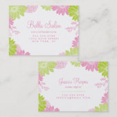 Cartes de visite floraux modernes verts et roses (Devant / Derrière)