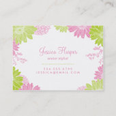 Cartes de visite floraux modernes verts et roses (Dos)