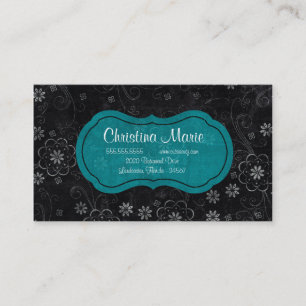 Cartes de visite floraux noirs