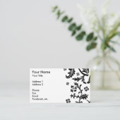 Cartes de visite floraux noirs et blancs (Debout devant)