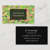 Cartes de visite floraux noirs et roses (Devant / Derrière)