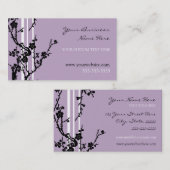 Cartes de visite floraux pourpres élégants (Devant / Derrière)