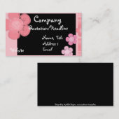 Cartes de visite floraux roses de frontière (Devant / Derrière)