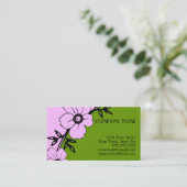 Cartes de visite floraux verts et roses (Debout devant)