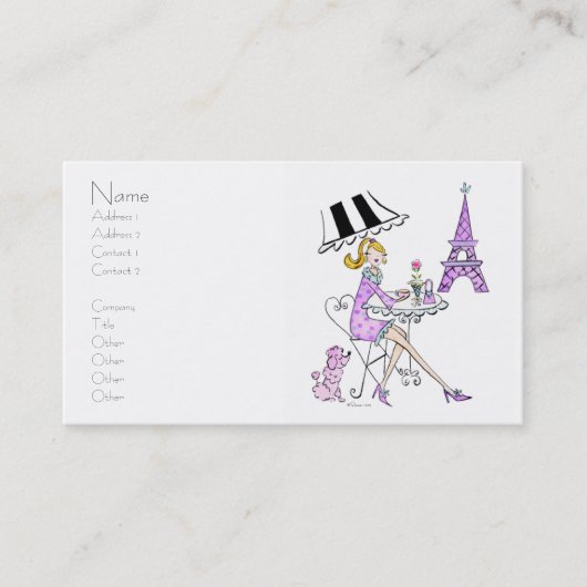 Cartes de visite français de fille de café (Devant)