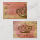 Cartes de visite français de parchemin de couronne (Devant / Derrière)