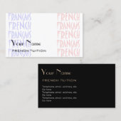 Cartes de visite français de tuteur (Devant / Derrière)