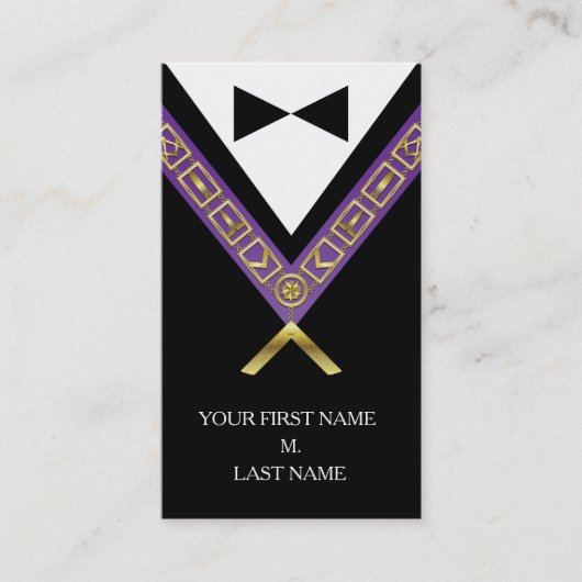 Cartes de visite Freemason - Masonic Purple & Gold (Devant)