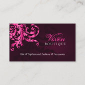 Cartes de visite fuchsia élégants de Flourish (Devant)