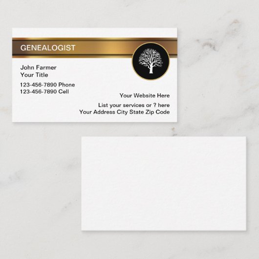 Cartes de visite généalogiste (Devant / Derrière)