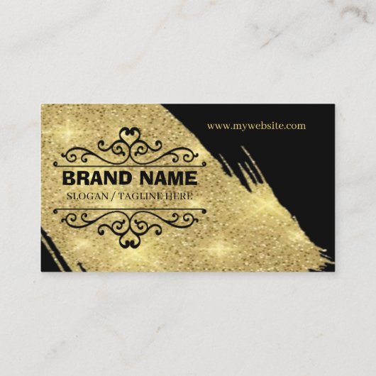 Cartes de visite Gold & Black Elegant avec Modèle (Dos)