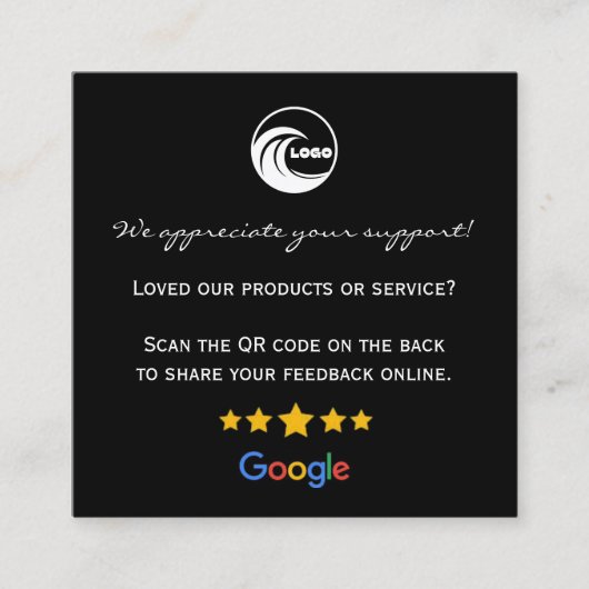 Cartes de Visite Google Avis QR Merci (Devant)