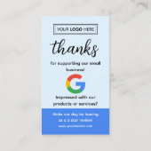 Cartes de visite Google Review avec logo et code Q (Dos)