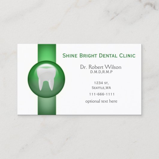 Cartes de visite Green Dental avec carte de rendez (Devant)