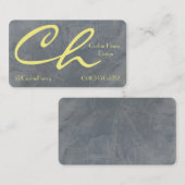 Cartes de visite Gris Ardoise Et Jaune (Devant / Derrière)