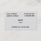 Cartes de visite gris de Camaro (Dos)