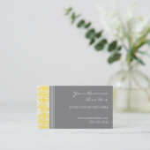 Cartes de visite gris de damassé de citron élégant (Debout devant)