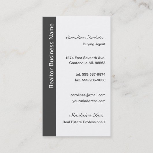 Cartes de visite gris frais d'agent immobilier (Devant)