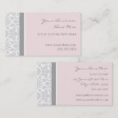 Cartes de visite gris roses élégants de damassé (Devant / Derrière)