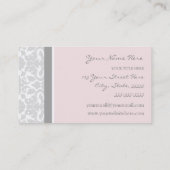 Cartes de visite gris roses élégants de damassé (Dos)