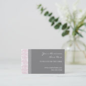 Cartes de visite gris roses élégants de damassé (Debout devant)