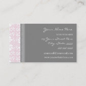 Cartes de visite gris roses élégants de damassé (Dos)