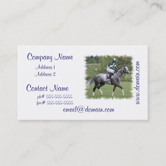 Cartes de visite gris tachetés de cheval de course (Devant)
