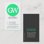 Cartes de visite gris verts en bon état simples de (Devant / Derrière)