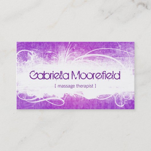 Cartes de visite grunges de thérapie de massage (Devant)