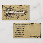 Cartes de visite grunges malpropres de tatouage de (Devant / Derrière)