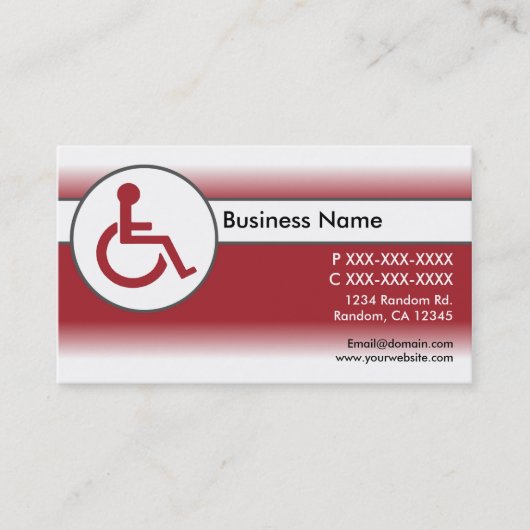 Cartes de visite handicapés blancs rouges de (Devant)