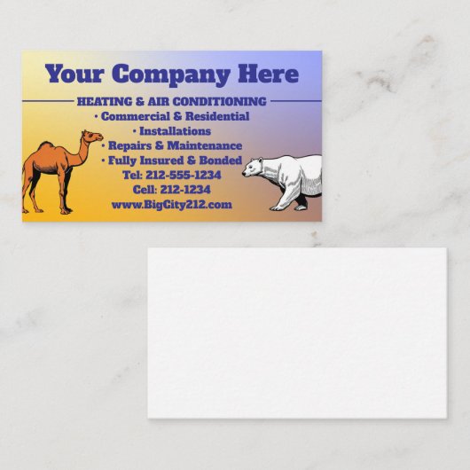 Cartes de visite HVAC PERSONNALISABLES (Devant / Derrière)