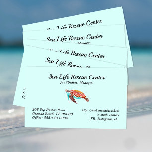 Cartes de visite illustrées de tortue marine et d'