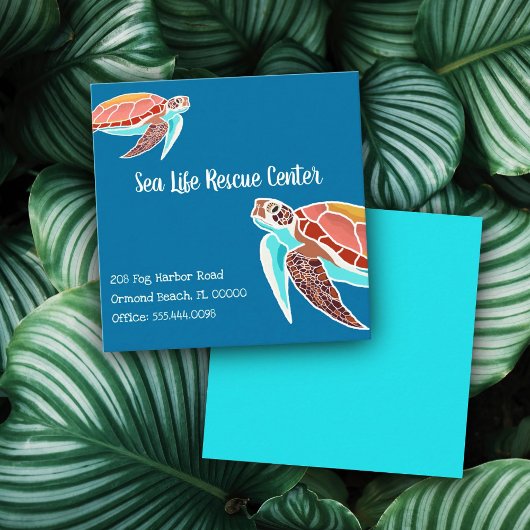 Cartes de visite illustrées de tortues marines