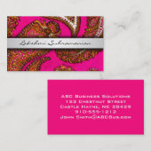Cartes de visite indiens Pink Paisley (Devant / Derrière)