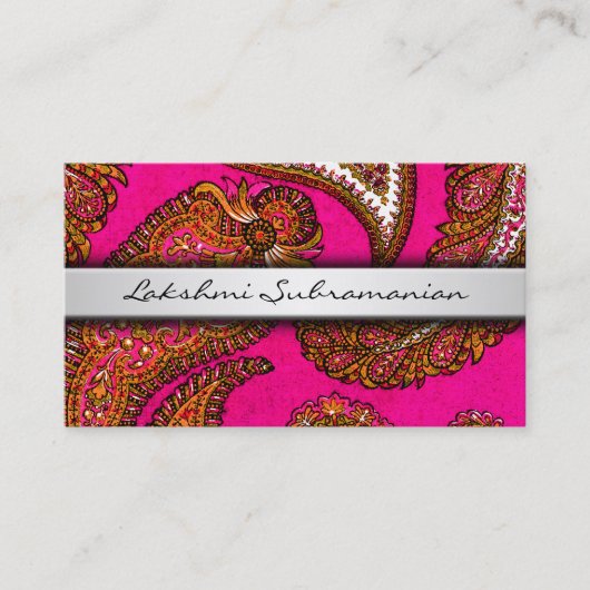 Cartes de visite indiens Pink Paisley (Devant)