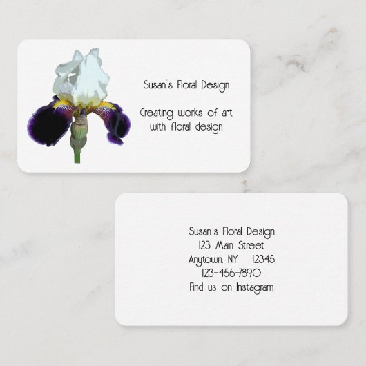 Cartes de visite Iris Violet et Blanc (Devant / Derrière)
