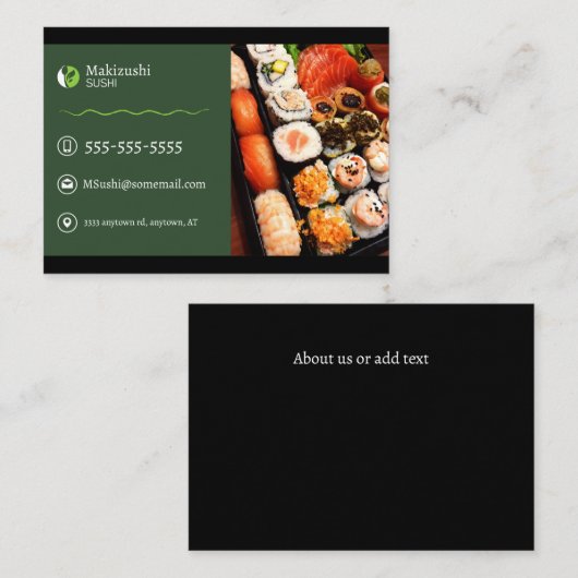 Cartes de visite japonais de sushi (Devant / Derrière)
