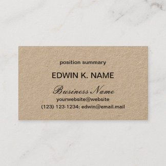 Cartes de visite Kraft professionnels simples et é