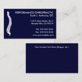 Cartes de visite latéraux de chiropractie d'épine (Devant / Derrière)